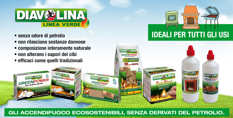Diavolina Linea Verde Green Power - Gli accendifuoco 100% vegetali